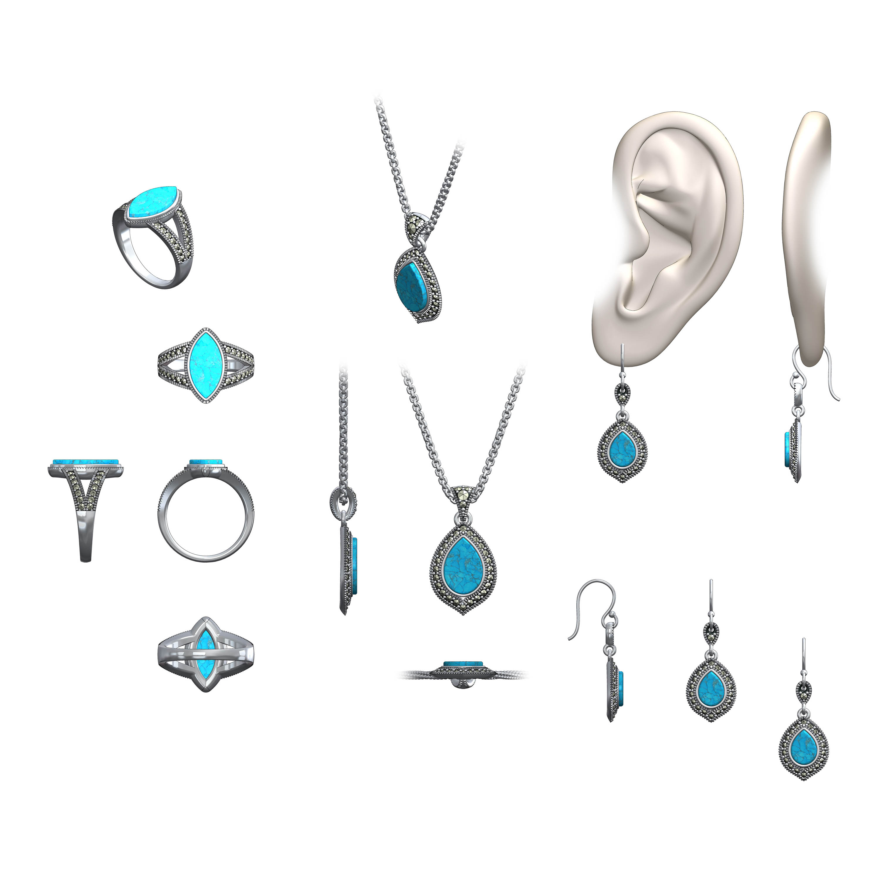 Dyed Howlite Stainless Steel Group