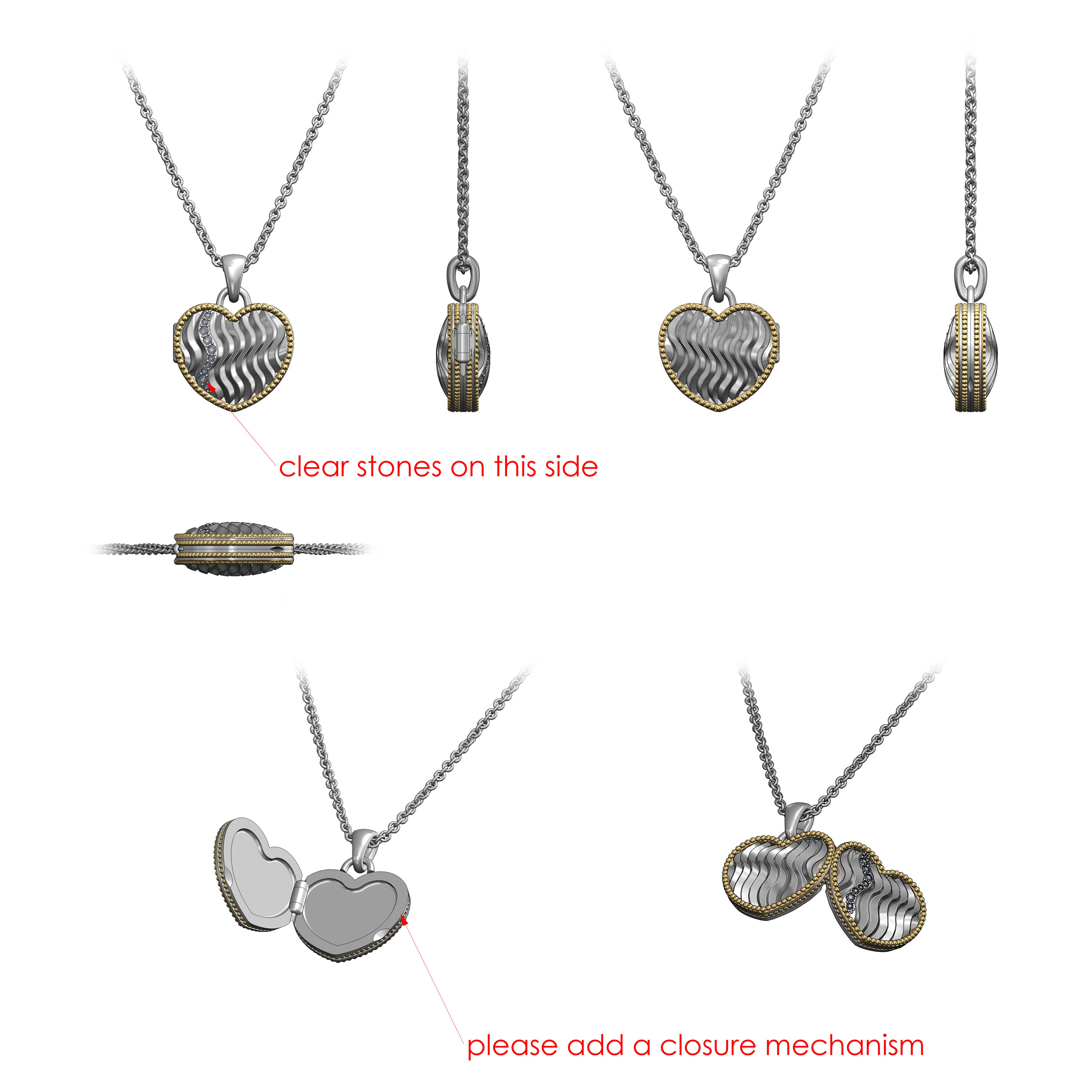 Wavy Textured Stainless Steel Locket