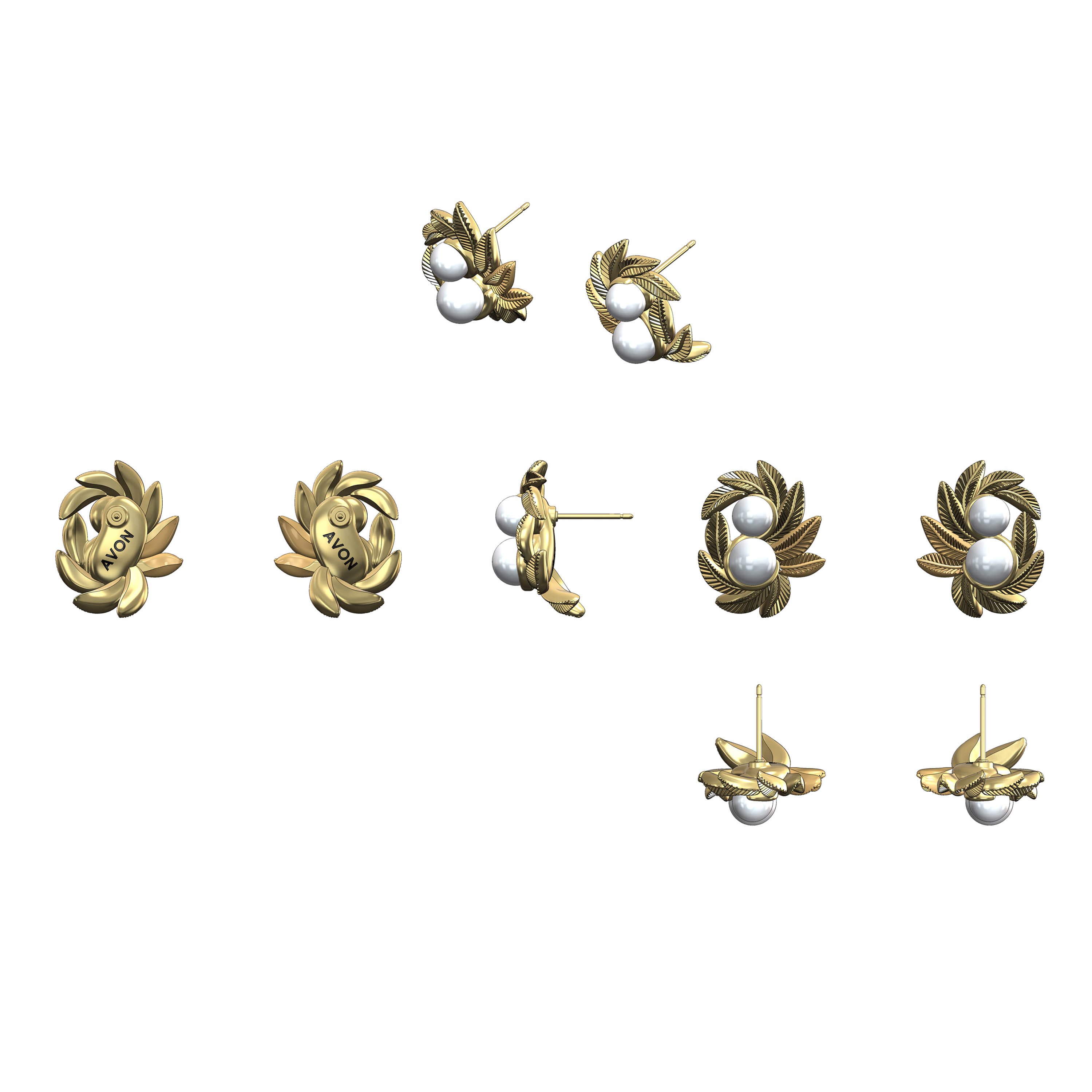 Avon Vintage Leaves with Pearl Earrings