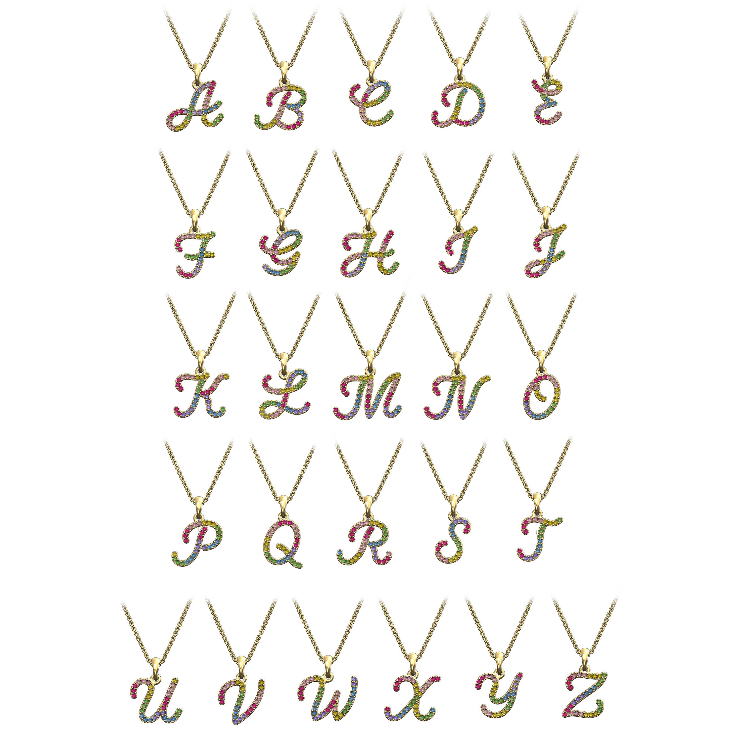 Rainbow Initial Necklace