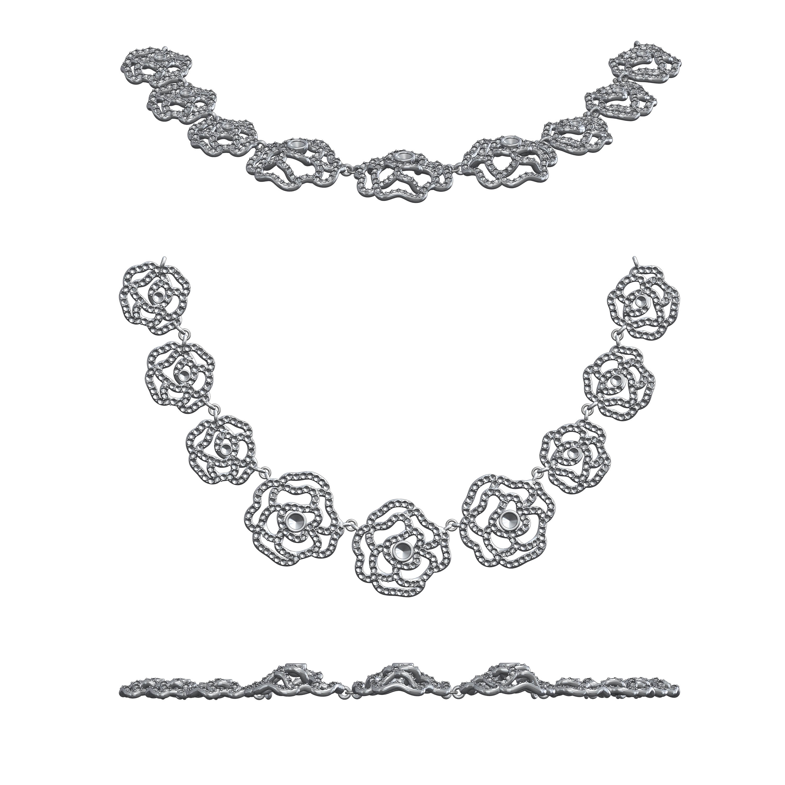 Rose Silhouette Pave Necklace