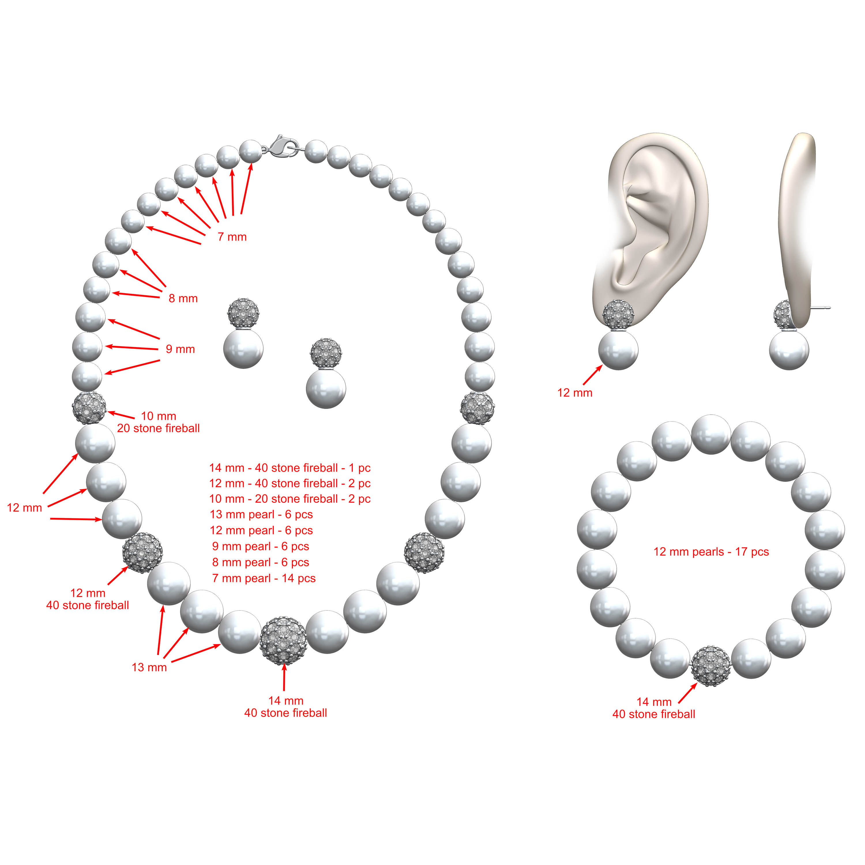 Pearl Collection w Fireball Accents